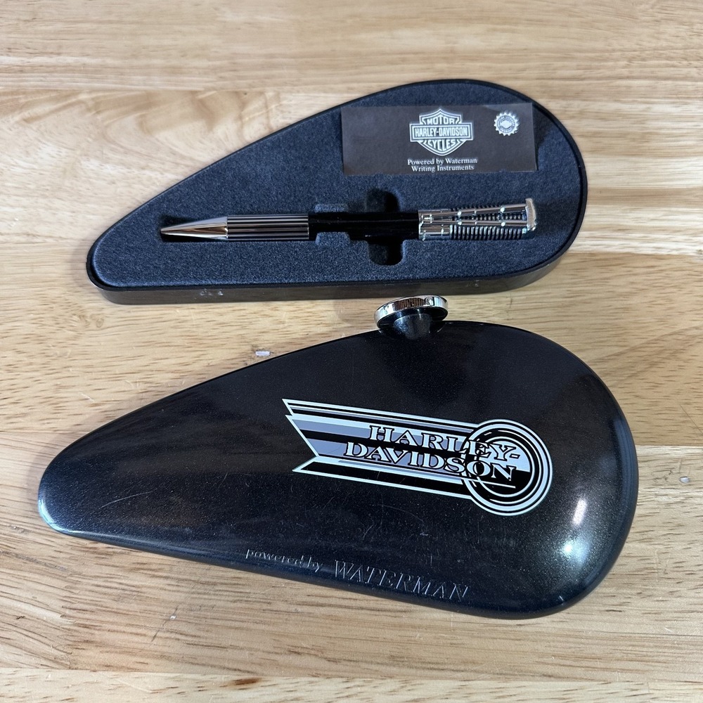 Harley Davidson Waterman Ballpoint Pen Black Gas Tank Case Writing Instrument